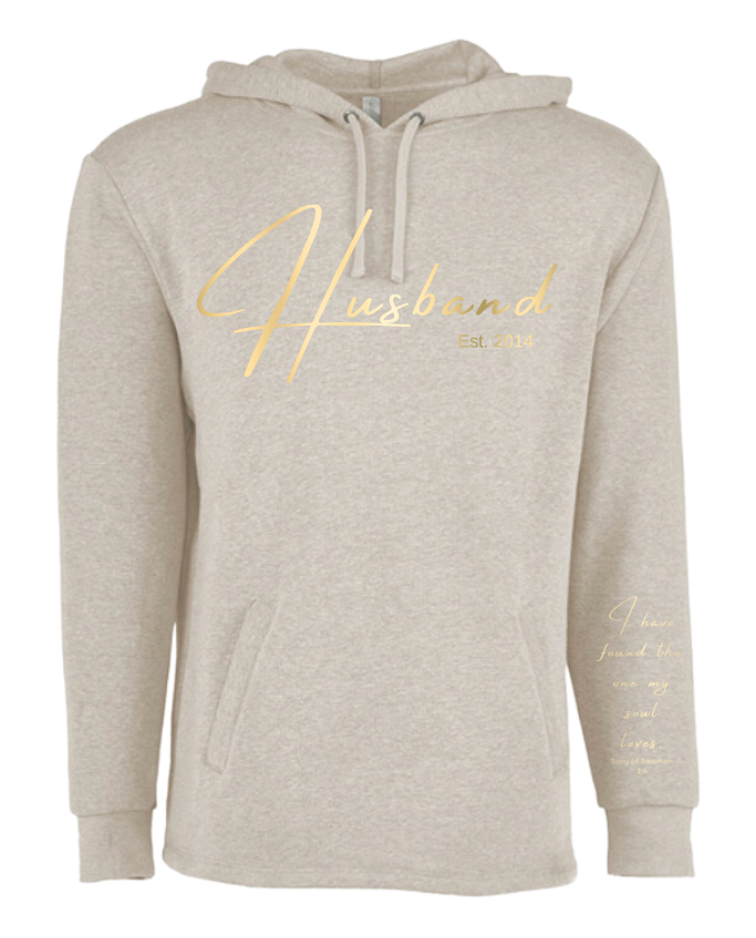 Husband Hoodie Beige + Song of Solomon Scripture