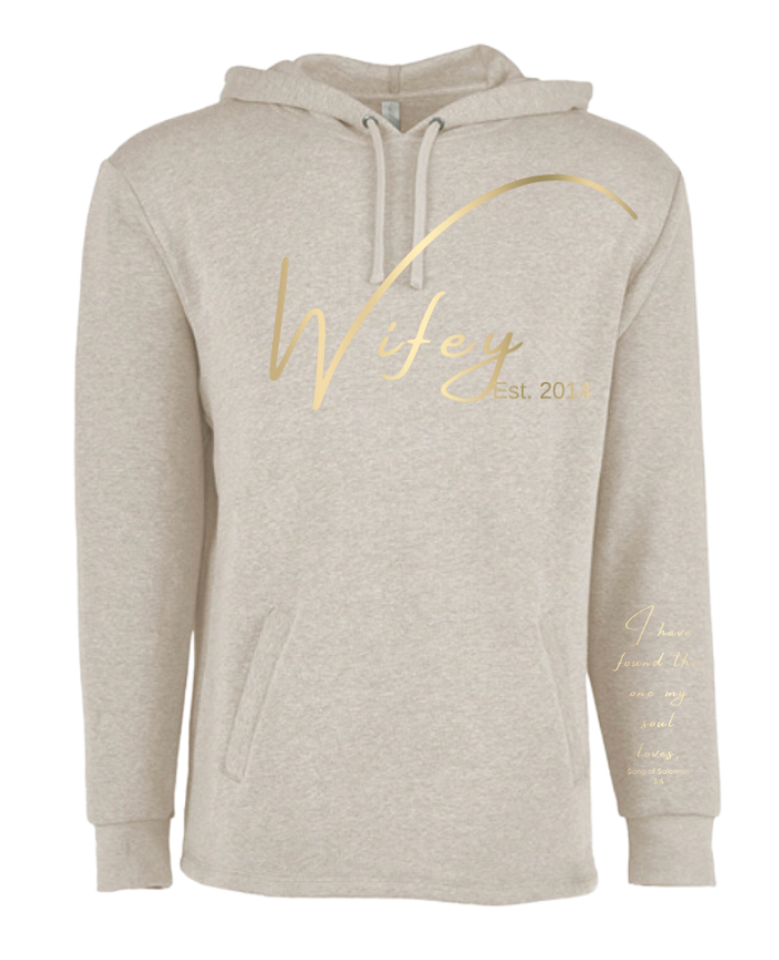 Wifey Hoodie Beige + Song of Solomon Scripture